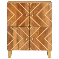 Mobiletto Marrone e Nero 60x33,5x75 cm Legno Massello di Mango 356809