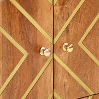 Mobiletto Marrone e Nero 60x33,5x75 cm Legno Massello di Mango 356809