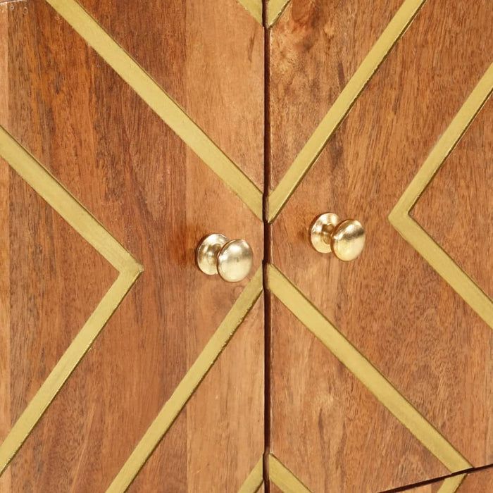 Mobiletto Marrone e Nero 60x33,5x75 cm Legno Massello di Mango 356809