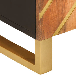 Mobiletto Marrone e Nero 60x33,5x75 cm Legno Massello di Mango 356809