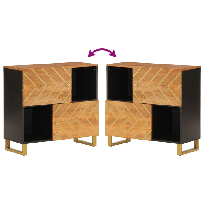 Credenza Marrone e Nera 80x33,5x75cm in Legno Massello di Mango 356810