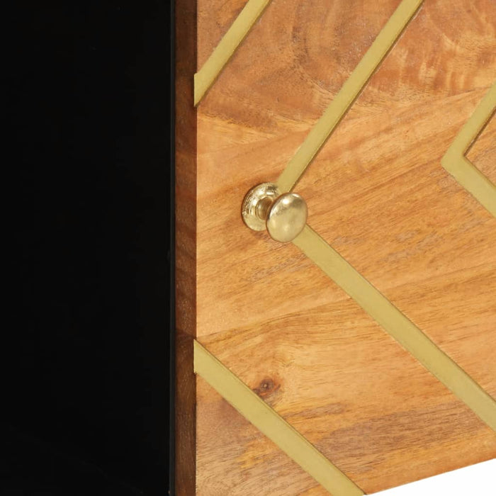 Credenza-Buffet-Armadio da cucina Marrone e Nera 80x33,5x75cm in Legno Massello di Mango