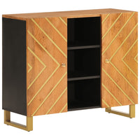 Credenza Marrone e Nera 90x33,5x75cm in Legno Massello di Mango 356811