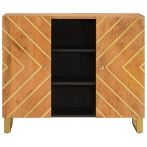 Credenza Marrone e Nera 90x33,5x75cm in Legno Massello di Mango 356811
