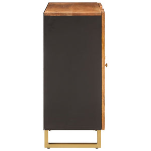 Credenza Marrone e Nera 90x33,5x75cm in Legno Massello di Mango 356811