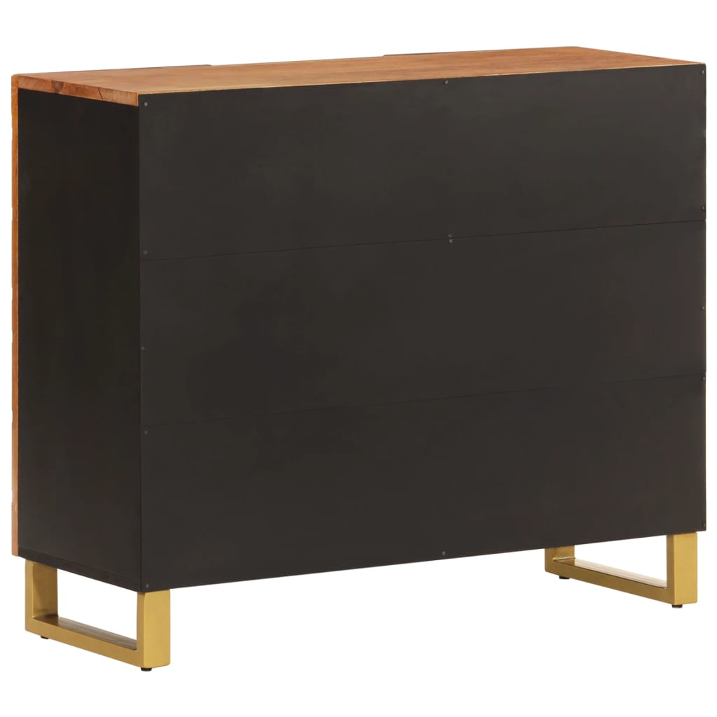Credenza Marrone e Nera 90x33,5x75cm in Legno Massello di Mango 356811
