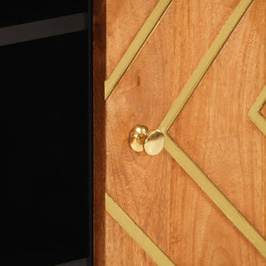 Credenza Marrone e Nera 90x33,5x75cm in Legno Massello di Mango 356811