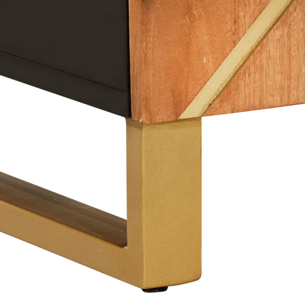Credenza Marrone e Nera 90x33,5x75cm in Legno Massello di Mango 356811