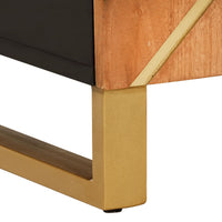 Credenza Marrone e Nera 90x33,5x75cm in Legno Massello di Mango 356811
