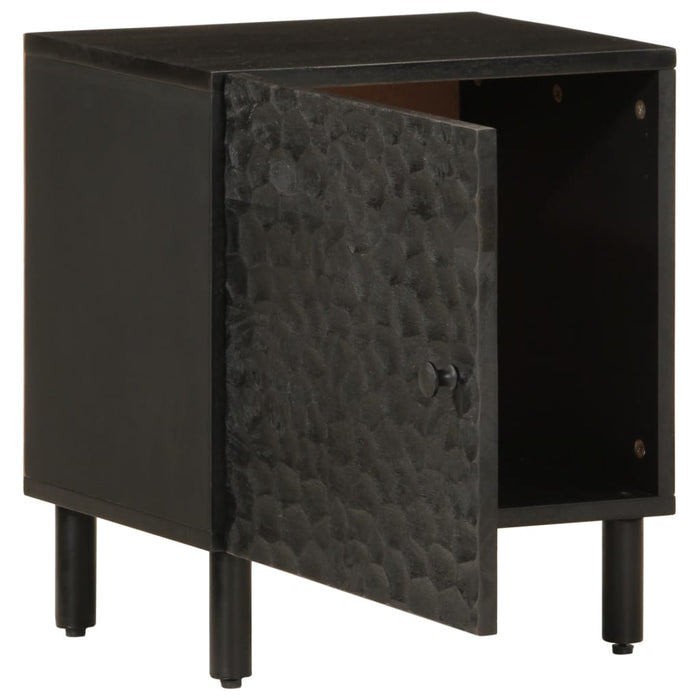 Comodino Nero 40x33x46 cm in Legno Massello di Mango 356815