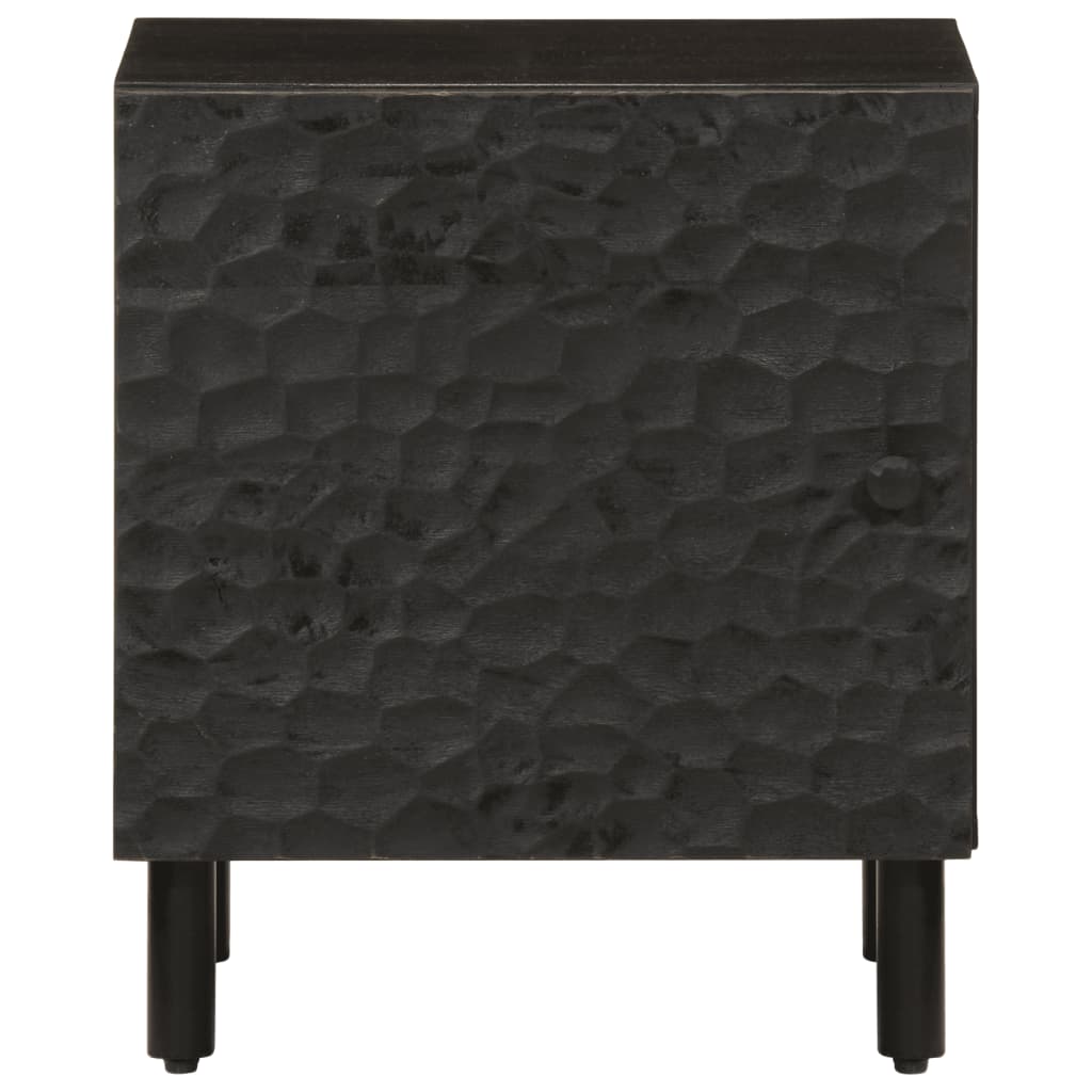 Comodino Nero 40x33x46 cm in Legno Massello di Mango 356815