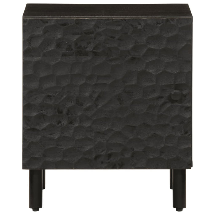 Comodino Nero 40x33x46 cm in Legno Massello di Mango 356815