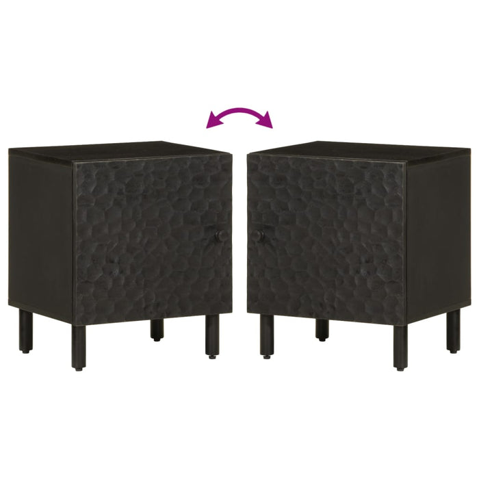 Comodino Nero 40x33x46 cm in Legno Massello di Mango 356815