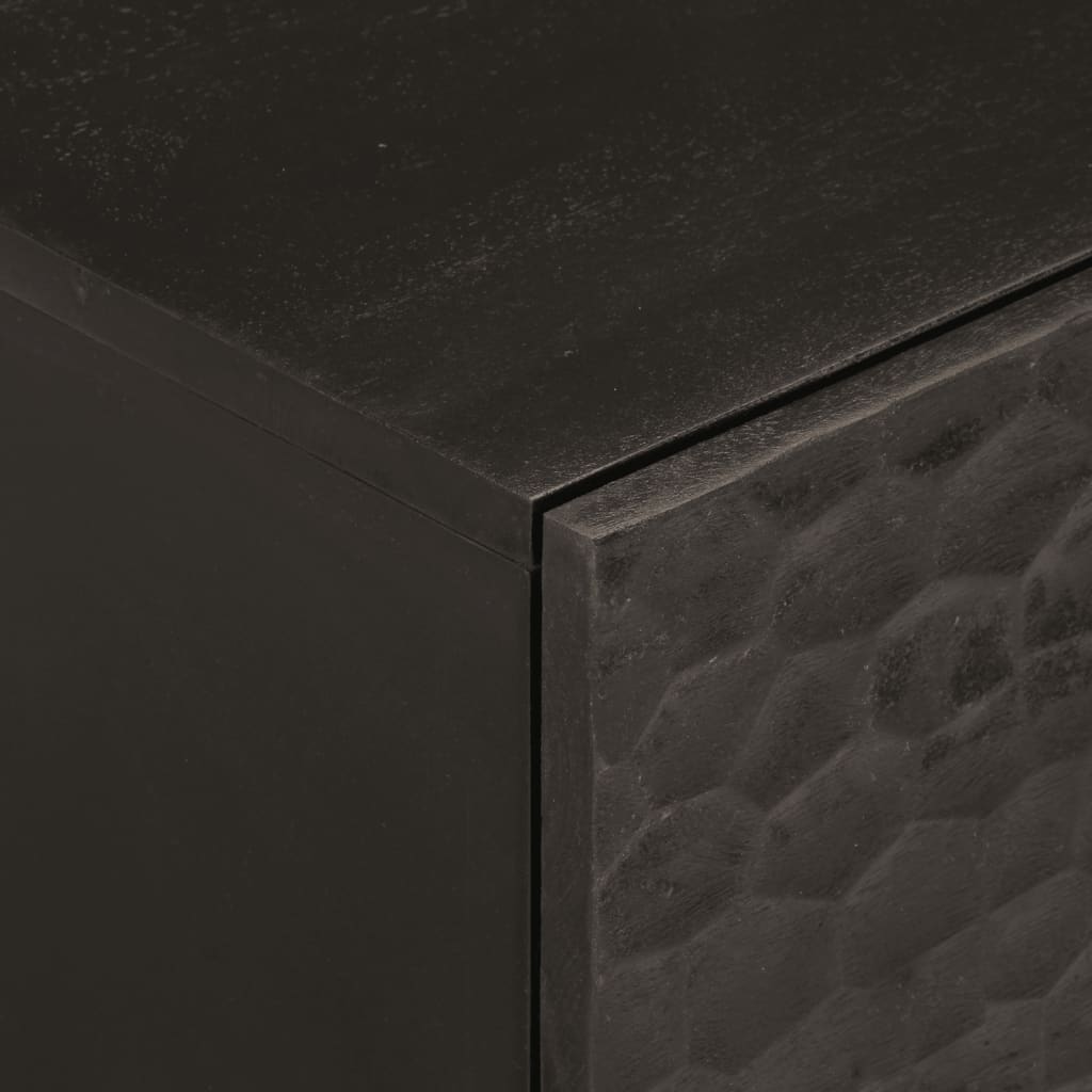 Comodino Nero 40x33x46 cm in Legno Massello di Mango 356815