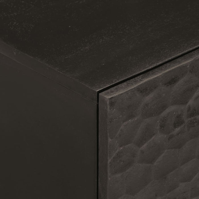 Comodino Nero 40x33x46 cm in Legno Massello di Mango 356815