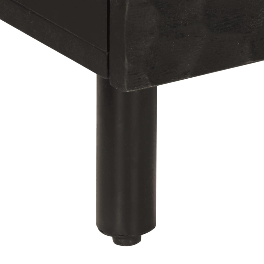 Comodino Nero 40x33x46 cm in Legno Massello di Mango 356815