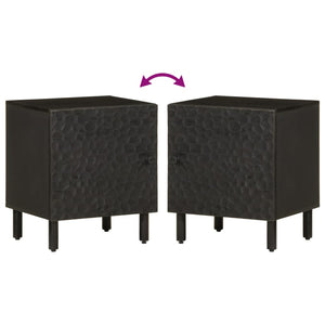 Comodini 2pz Neri 40x33x46 cm in Legno Massello di Mango 356816