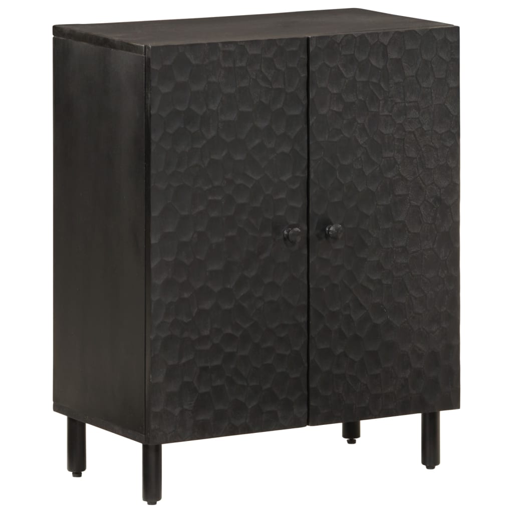 Credenza-Buffet-Armadio da cucina Nera 60x33x75 cm in Legno Massello di Mango 395030