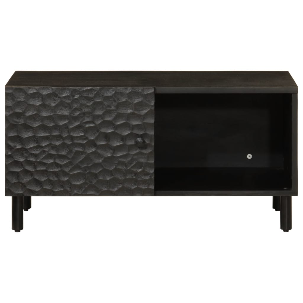 Tavolino da Salotto Nero 80x50x40 cm in Legno Massello di Mango 356823