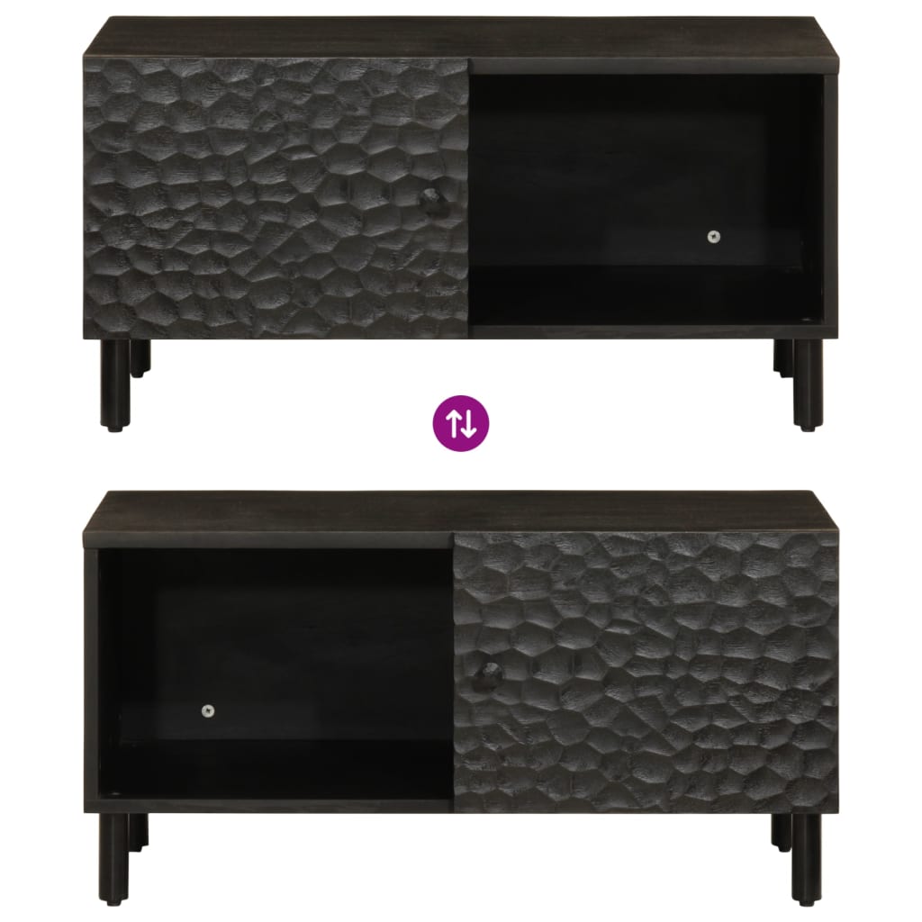 Tavolino da Salotto Nero 80x50x40 cm in Legno Massello di Mango 356823