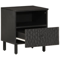 Comodino Nero 40x33x46 cm in Legno Massello di Mango 356825
