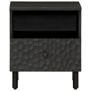 Comodino Nero 40x33x46 cm in Legno Massello di Mango 356825