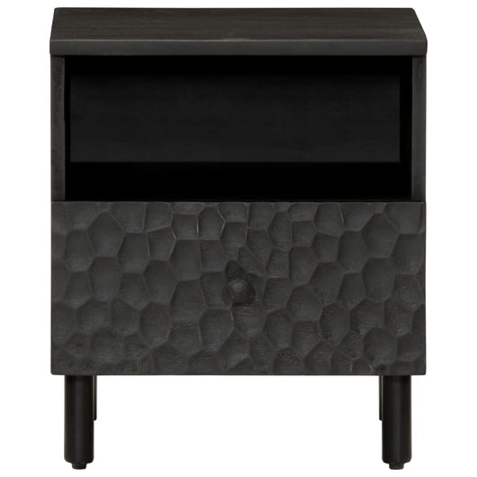 Comodino Nero 40x33x46 cm in Legno Massello di Mango 356825