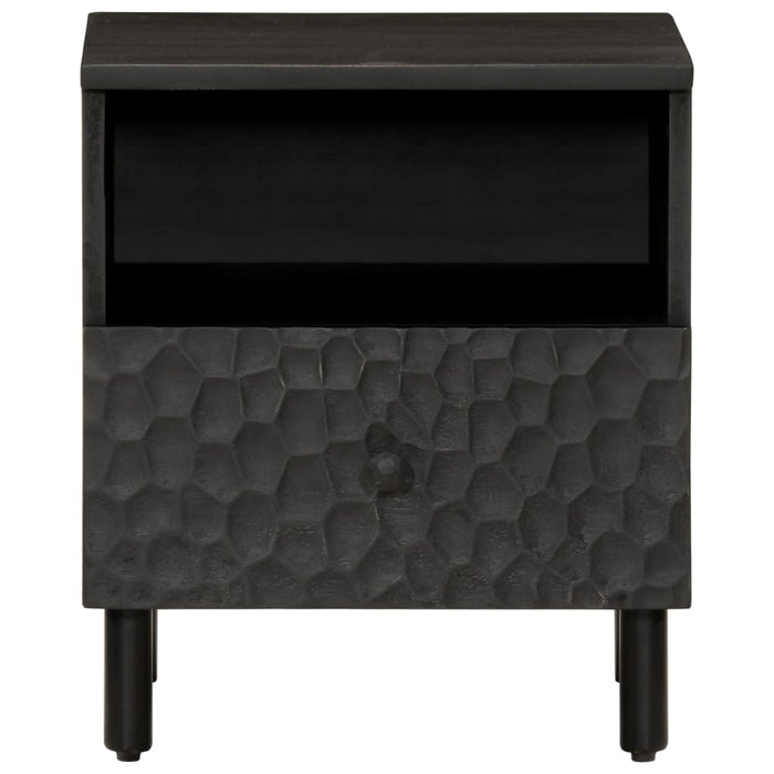 Comodino Nero 40x33x46 cm in Legno Massello di Mango 356825