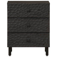 Comodino Nero 50x33x60 cm in Legno Massello di Mango 356828