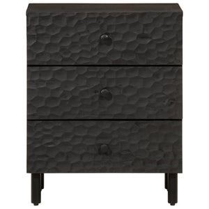 Comodino Nero 50x33x60 cm in Legno Massello di Mango 356828