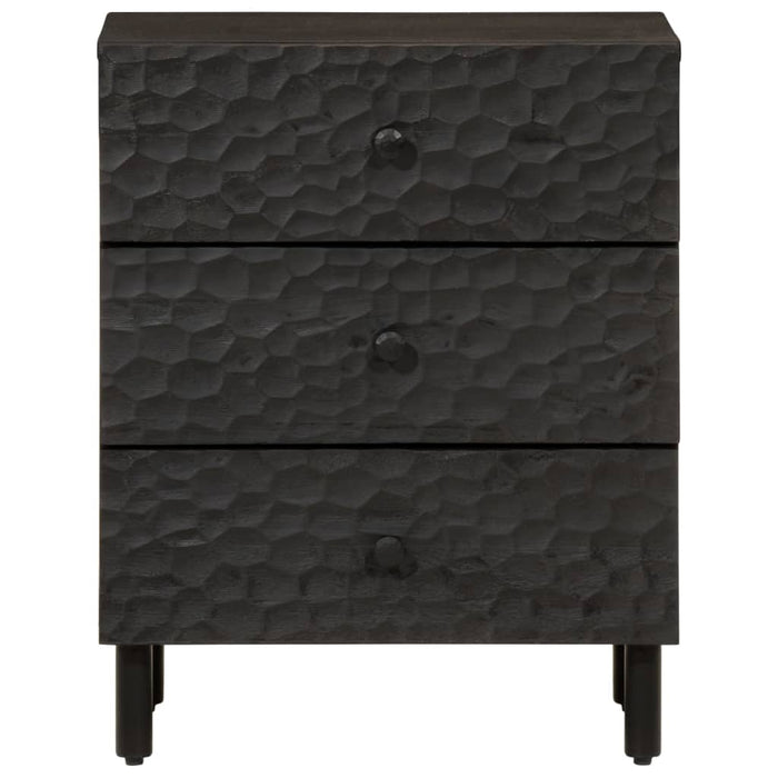 Comodino Nero 50x33x60 cm in Legno Massello di Mango 356828