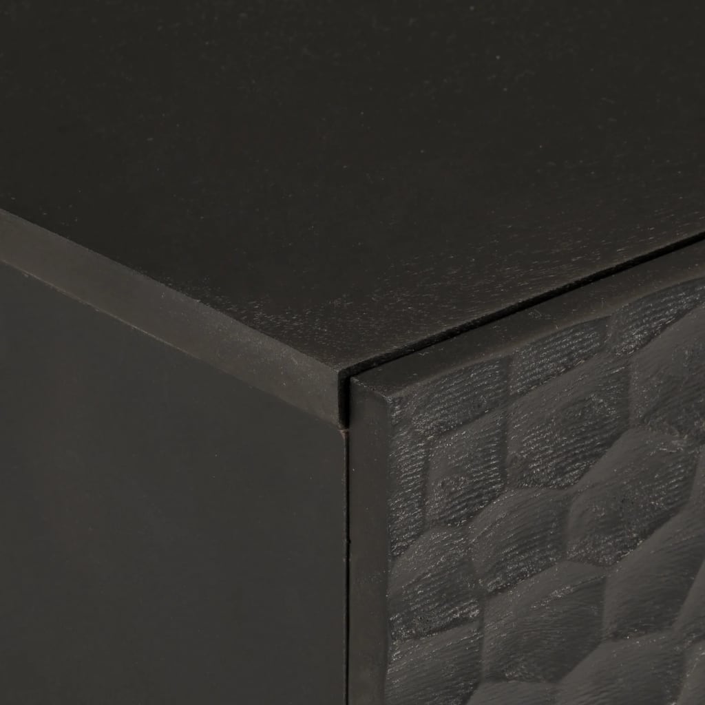 Comodino Nero 50x33x60 cm in Legno Massello di Mango 356828