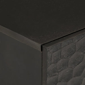 Comodino Nero 50x33x60 cm in Legno Massello di Mango 356828