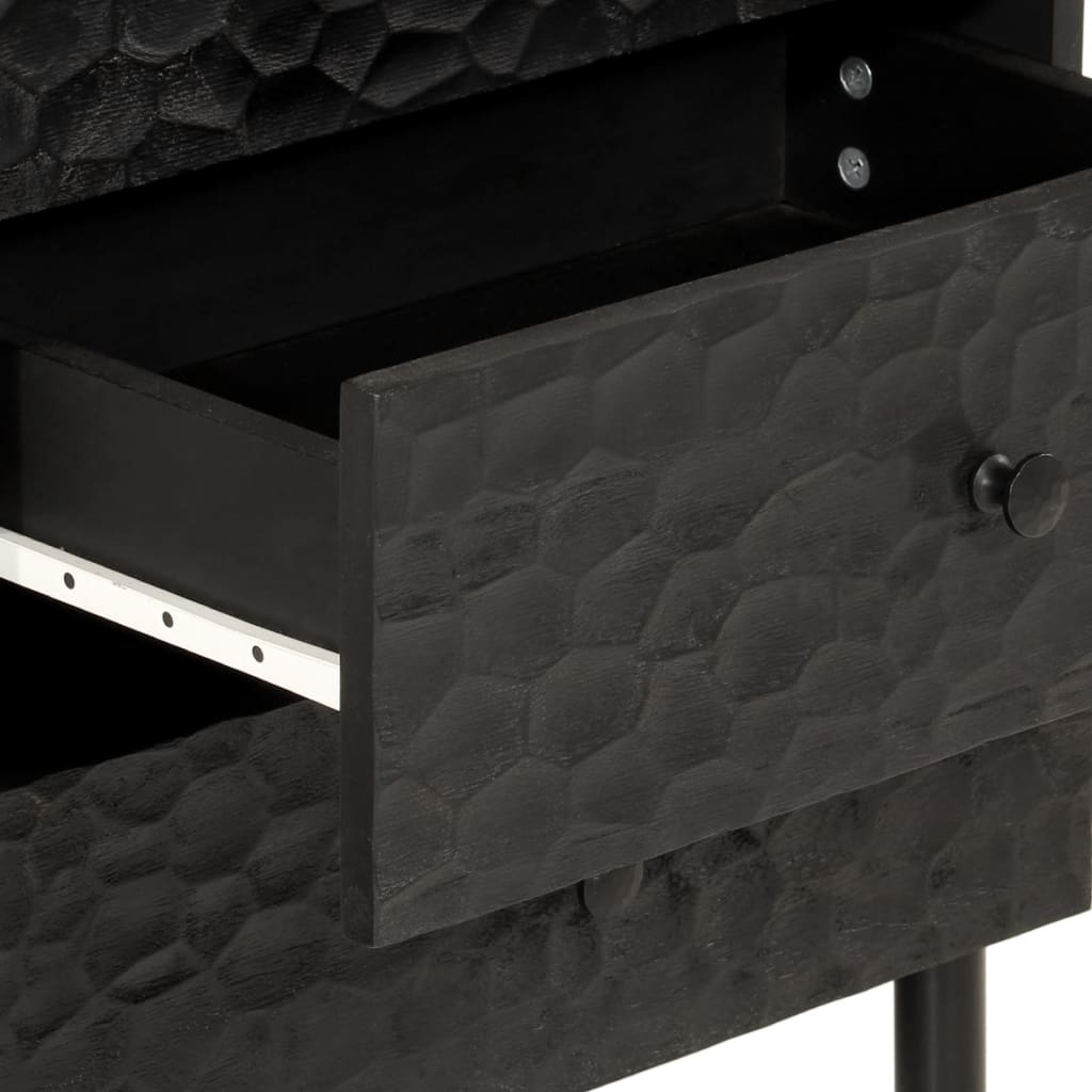 Comodino Nero 50x33x60 cm in Legno Massello di Mango 356828