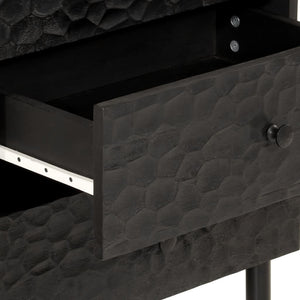 Comodino Nero 50x33x60 cm in Legno Massello di Mango 356828