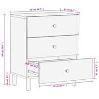 Comodino Nero 50x33x60 cm in Legno Massello di Mango 356828