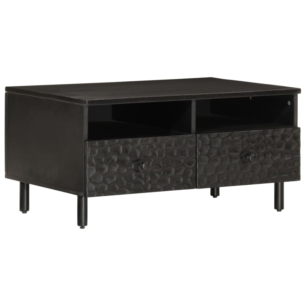 Tavolino da Salotto Nero 80x54x40 cm in Legno Massello di Mango 356832