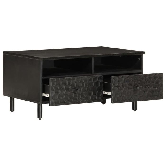 Tavolino da Salotto Nero 80x54x40 cm in Legno Massello di Mango 356832