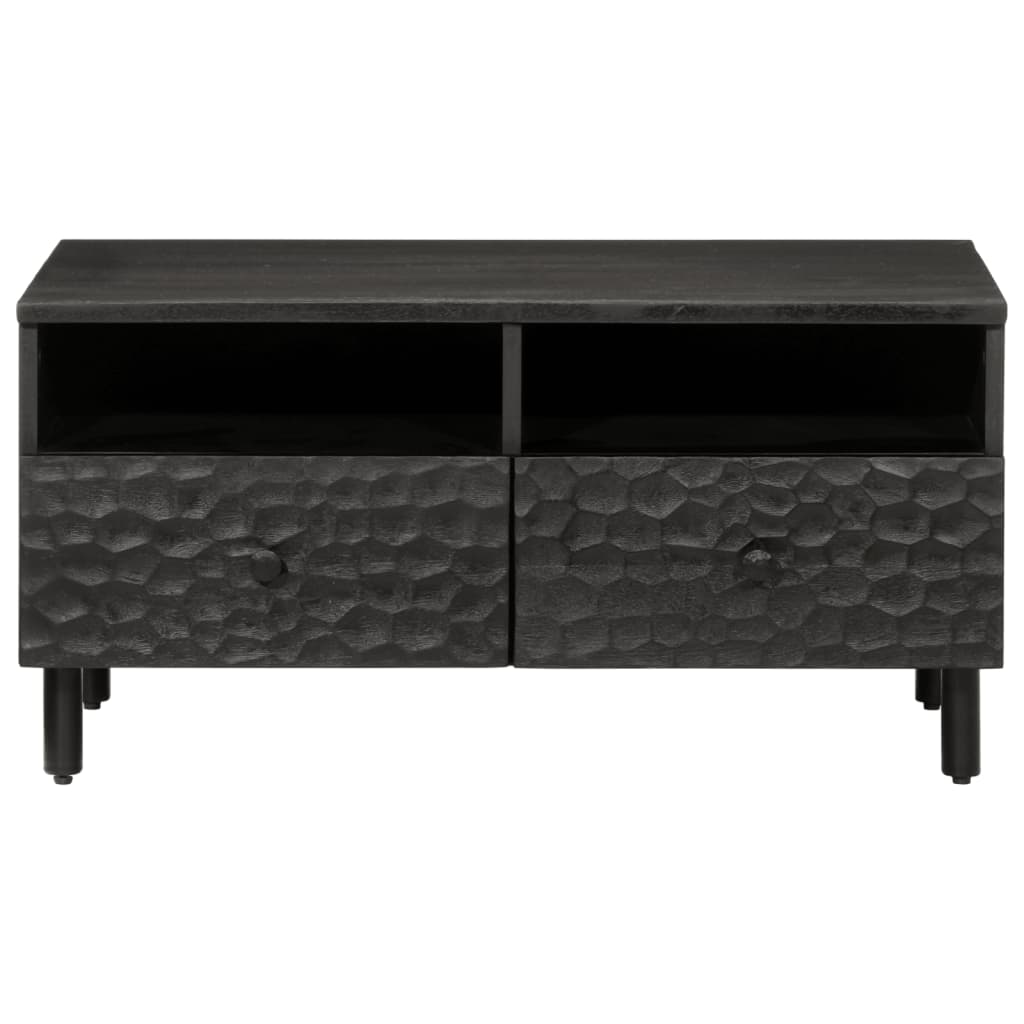 Tavolino da Salotto Nero 80x54x40 cm in Legno Massello di Mango 356832