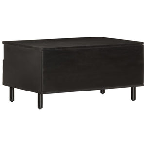 Tavolino da Salotto Nero 80x54x40 cm in Legno Massello di Mango 356832