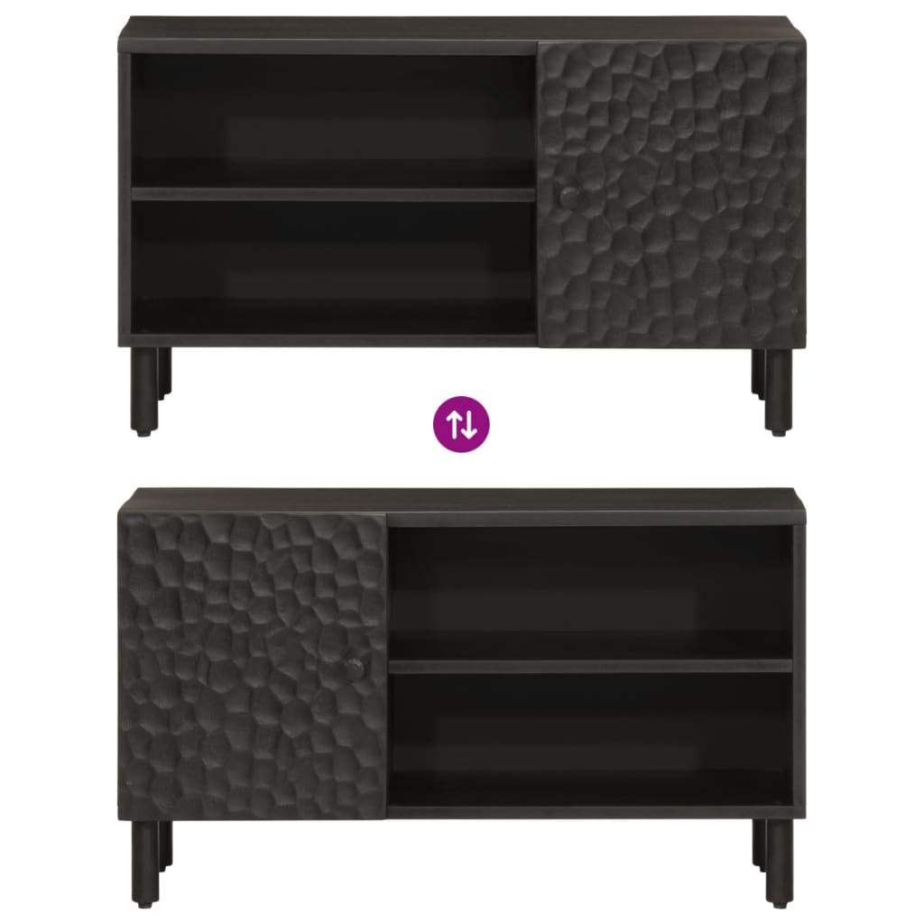 Mobile Porta TV Nero 80x31x46 cm in Legno Massello di Mango 356834