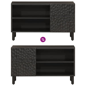 Mobile Porta TV Nero 80x31x46 cm in Legno Massello di Mango 356834