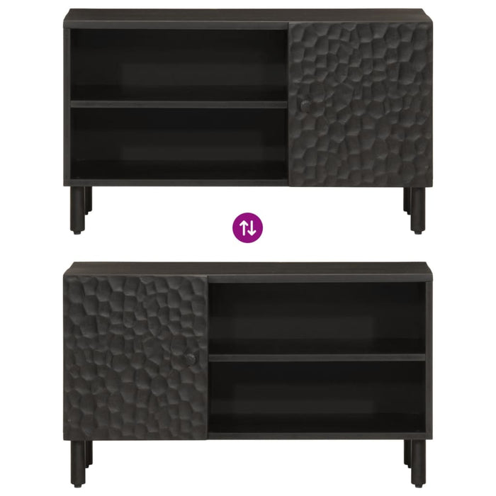 Mobile Porta TV Nero 80x31x46 cm in Legno Massello di Mango 356834