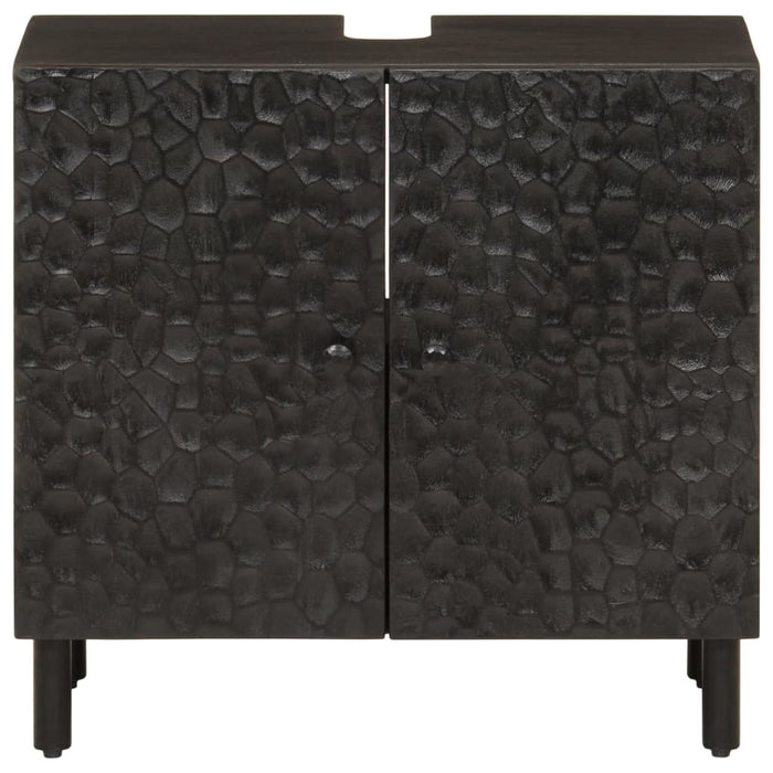 Mobile Lavabo da Bagno Nero 62x33x58 cm Legno Massello di Mango 356838
