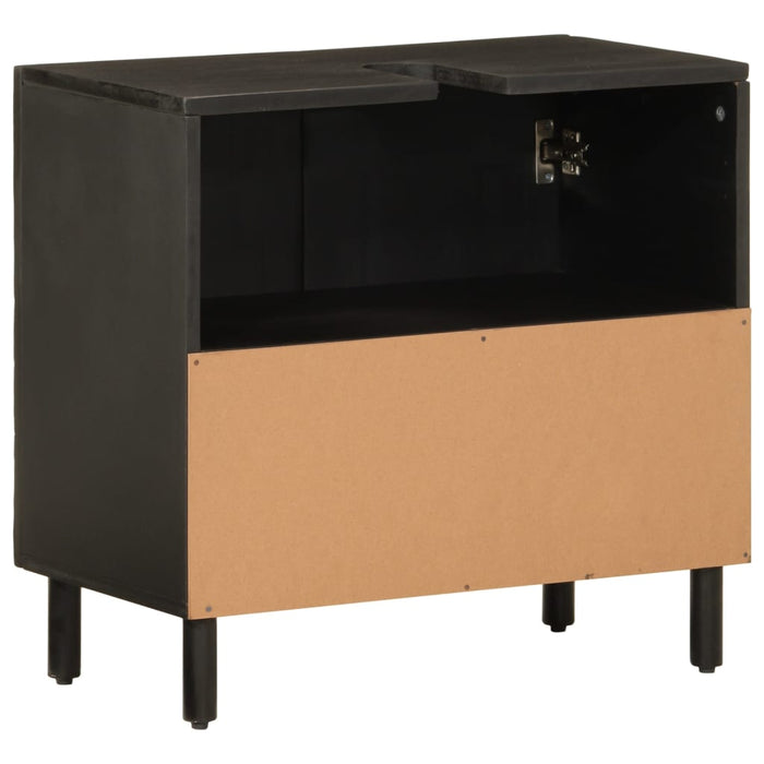 Mobile Lavabo da Bagno Nero 62x33x58 cm Legno Massello di Mango 356838