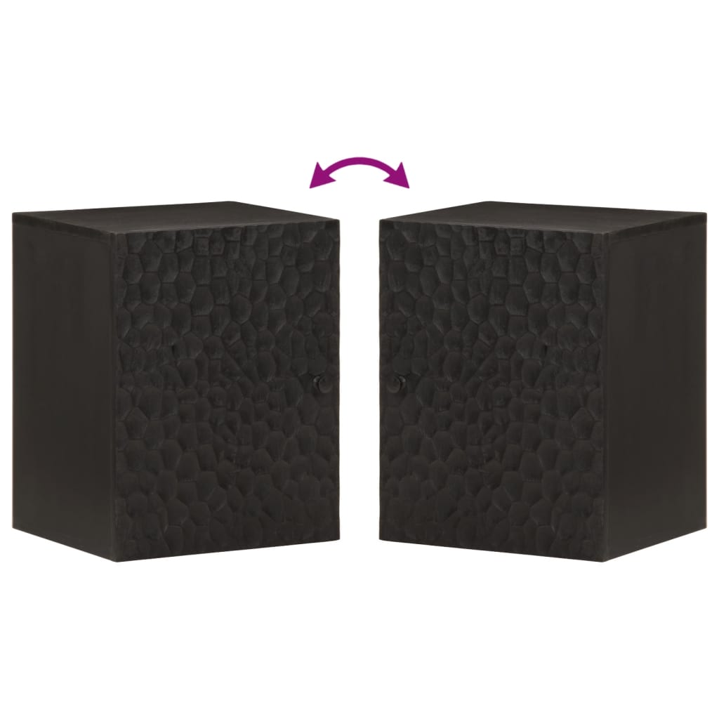 Mobile da Bagno a Parete Nero 38x33x48 cm Legno Massello Mango 356839