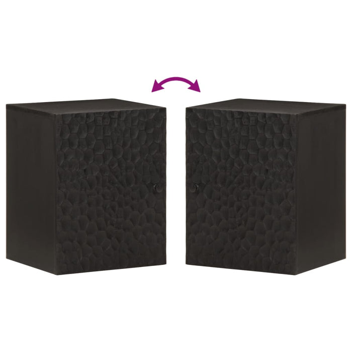 Mobile da Bagno a Parete Nero 38x33x48 cm Legno Massello Mango