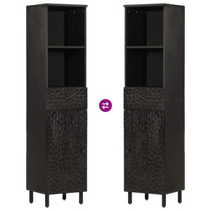 Mobile da Bagno Nero 38x33x160 cm in Legno Massello di Mango 356841