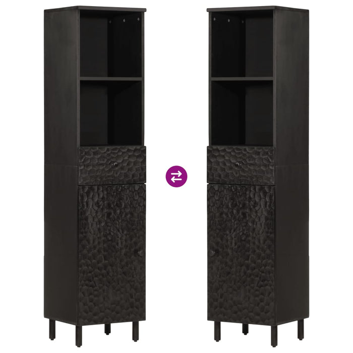 Mobile da Bagno Nero 38x33x160 cm in Legno Massello di Mango 356841