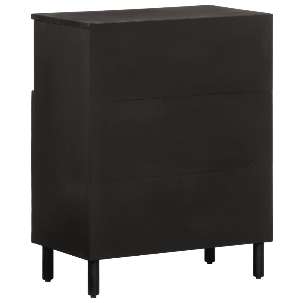 Credenza Nera 60x33x75 cm in Legno Massello di Mango 356844